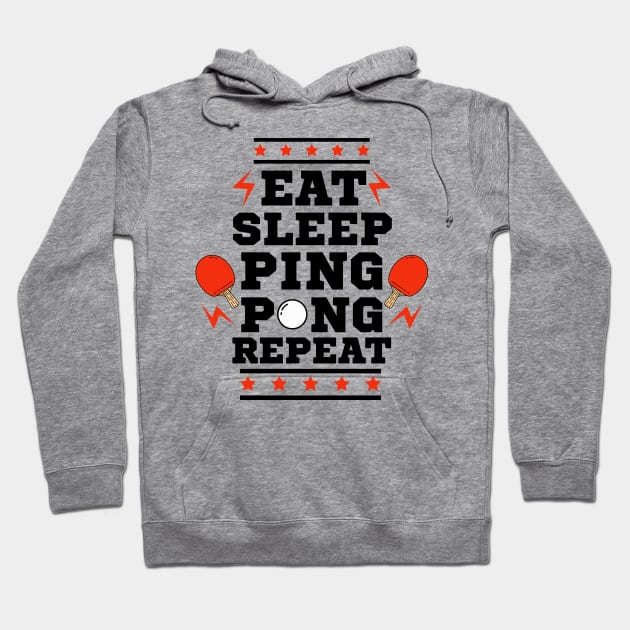 Eat Sleep Ping Pong Repeat - Red - Table Tennis Player Hoodie by Millusti